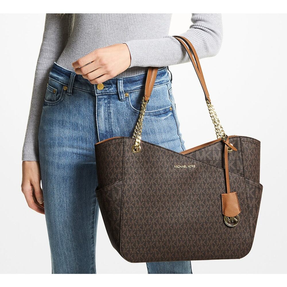 Michael Kors Jet Set Large Signature Logo Shoulder Bag, Large Tote, NWT